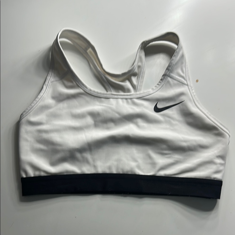 Nike White and Black Racerback Sports Bra